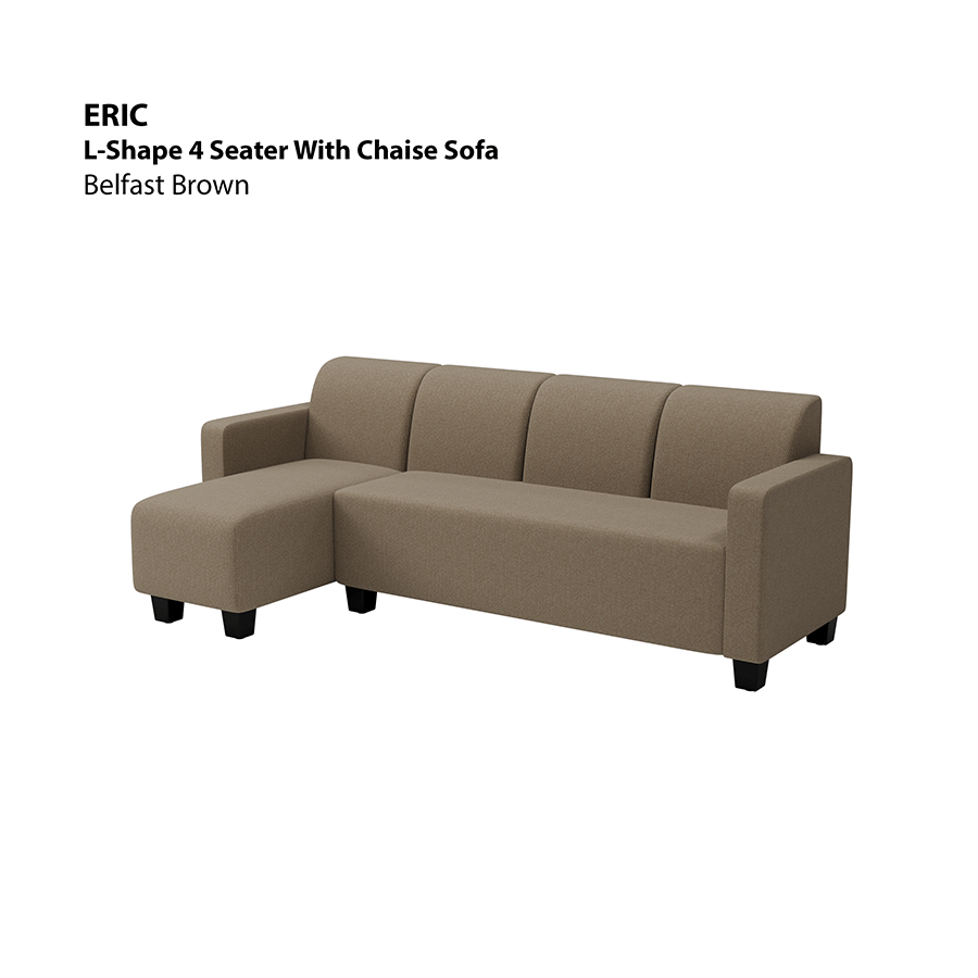 MORE ERIC OPTIONS Eric L-shape 4 Seat with Chaise (Left Facing) Sofa Eric L-shape 4 Seat with Chaise (Left Facing) Sofa Fabric Belfast Brown Mandaue Foam