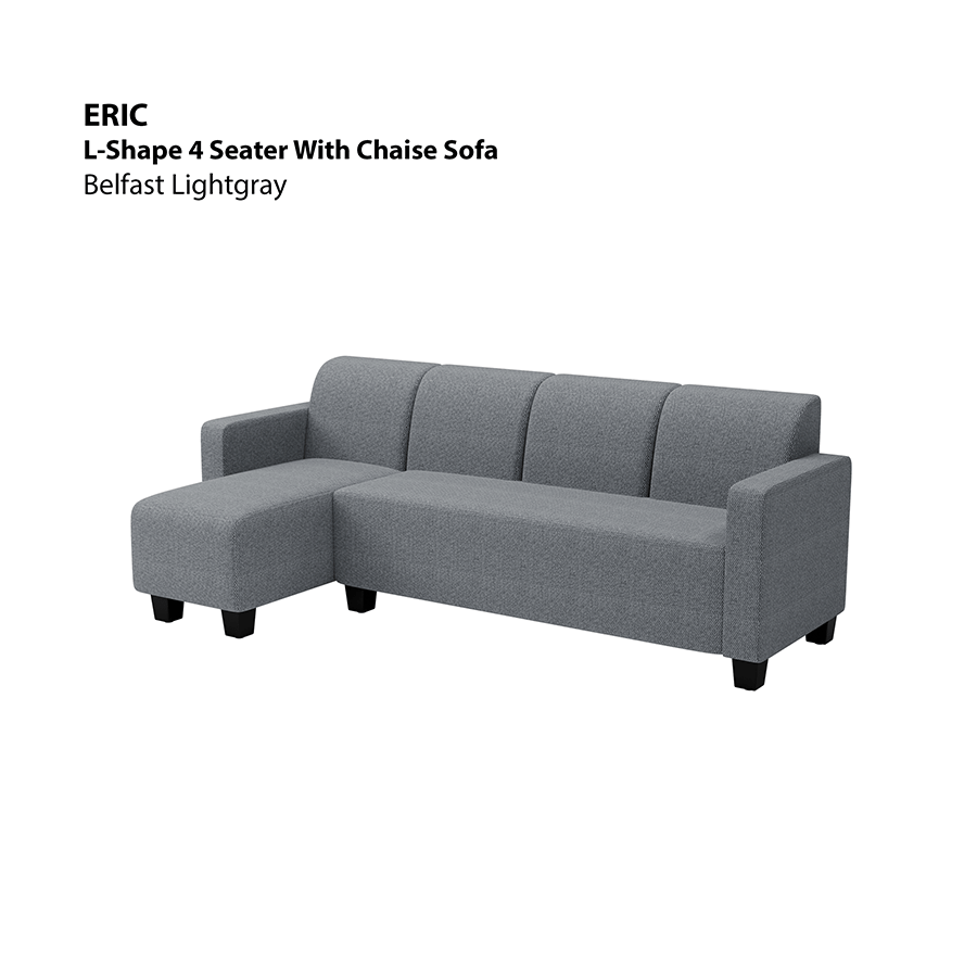MORE ERIC OPTIONS Eric L-shape 4 Seat with Chaise (Left Facing) Sofa Eric L-shape 4 Seat with Chaise (Left Facing) Sofa Fabric Belfast Light Gray Mandaue Foam