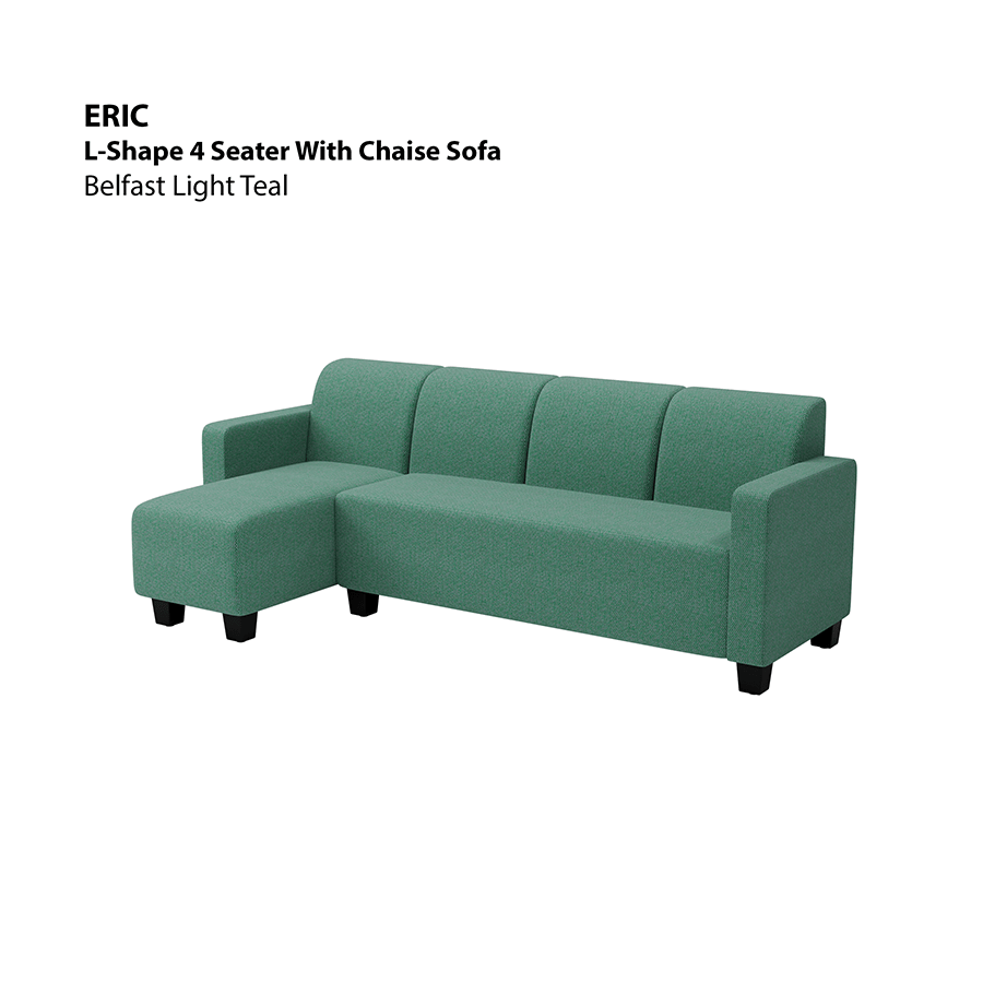 MORE ERIC OPTIONS Eric L-shape 4 Seat with Chaise (Left Facing) Sofa Eric L-shape 4 Seat with Chaise (Left Facing) Sofa Fabric Belfast Light Teal Mandaue Foam