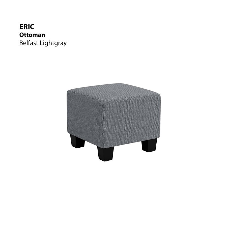MORE ERIC OPTIONS Eric Ottoman Eric Ottoman Fabric Belfast Light Gray Mandaue Foam