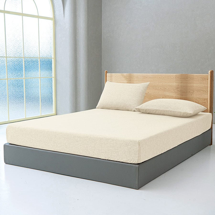 Faux Linen Natural Color 3pc Sheet Set