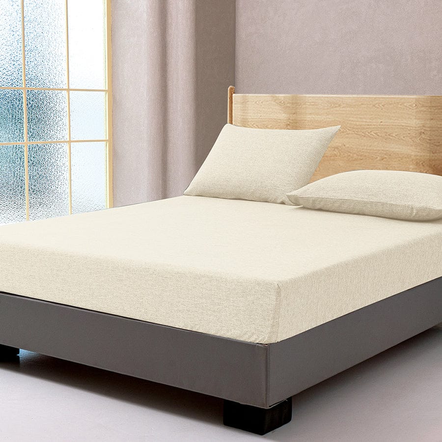 Faux Linen Natural Color 3pc Sheet Set