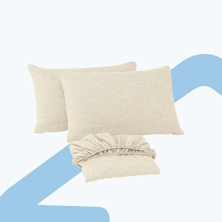 Faux Linen Natural Color 3pc Sheet Set