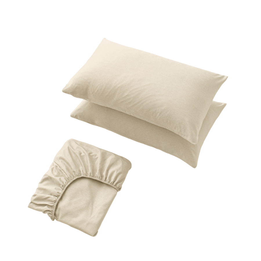 Faux Linen Natural Color 3pc Sheet Set