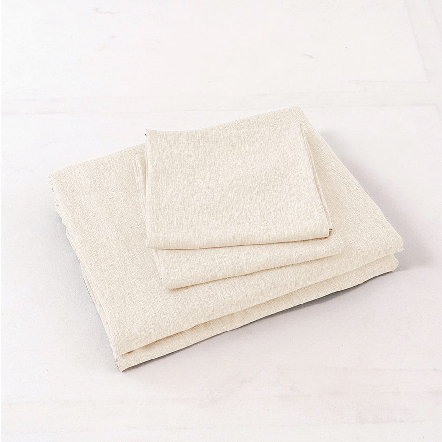 Faux Linen Natural Color 4pc Sheet Set
