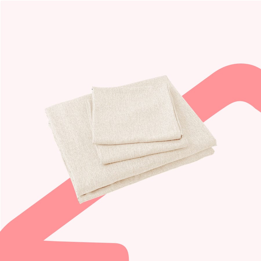 Faux Linen Natural Color 4pc Sheet Set