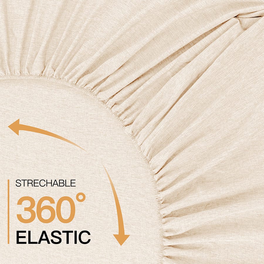 Faux Linen Natural Color 4pc Sheet Set