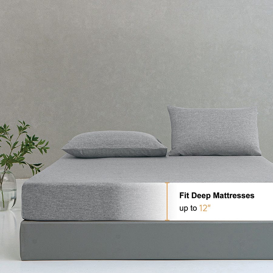 Faux Linen Slate Gray 4pc Sheet Set