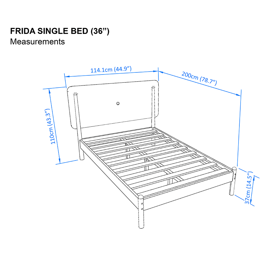 MORE FRIDA OPTIONS Frida 36x75" Bed - Oak Frida 36x75" Bed - Oak Mandaue Foam