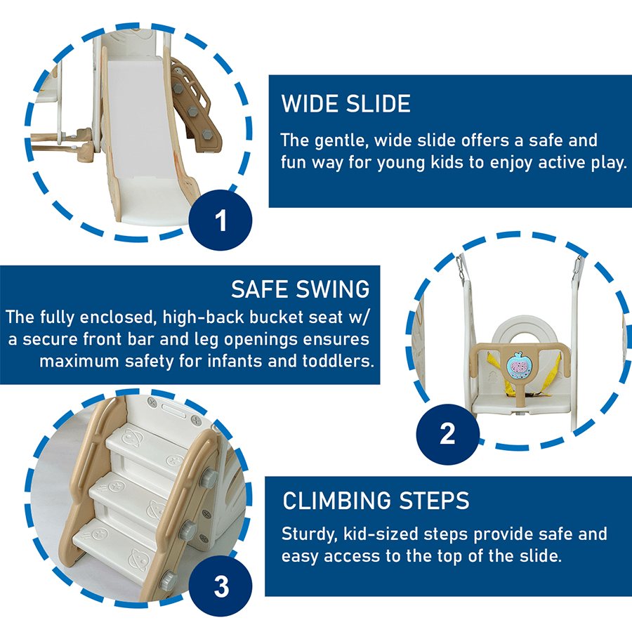 Frudie Kids Slide with Swing & Hoop