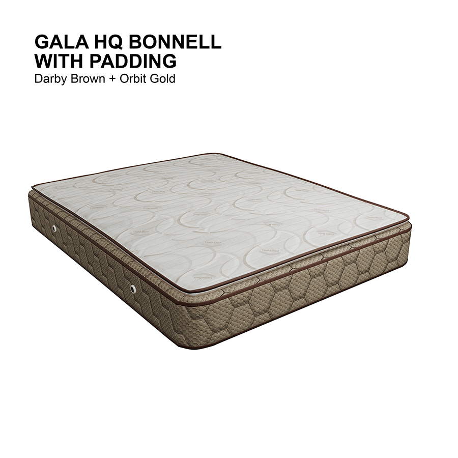 MORE HOTEL QUALITY BONNELL OPTIONS Gala Hotel Quality Bonnell with Padding Spring Mattress Gala Hotel Quality Bonnell with Padding Spring Mattress Darby Brown+Orbit Gold / Double 54x75 inches Mandaue Foam