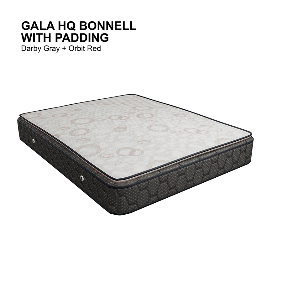 MORE HOTEL QUALITY BONNELL OPTIONS Gala Hotel Quality Bonnell with Padding Spring Mattress Gala Hotel Quality Bonnell with Padding Spring Mattress Darby Gray+Orbit Red / Double 54x75 inches Mandaue Foam