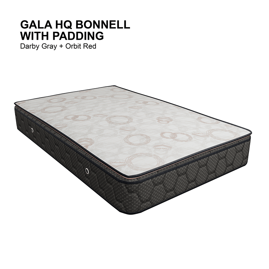 MORE HOTEL QUALITY BONNELL OPTIONS Gala Hotel Quality Bonnell with Padding Spring Mattress Gala Hotel Quality Bonnell with Padding Spring Mattress Darby Gray+Orbit Red / Single 36x75 inches Mandaue Foam