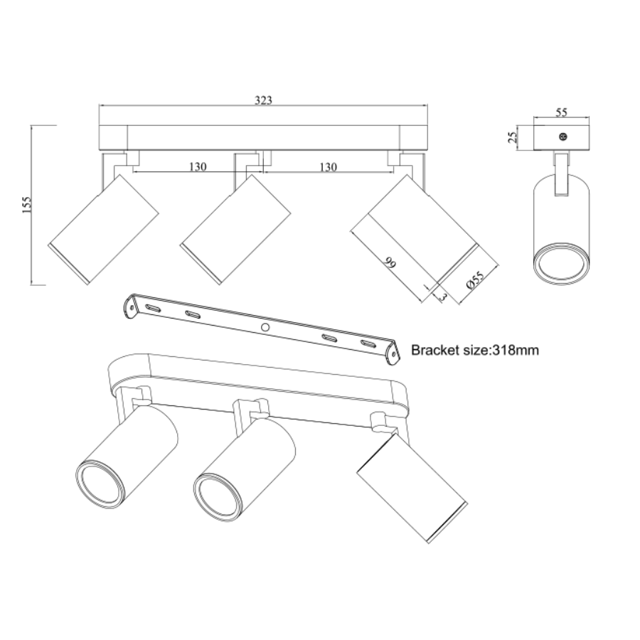 MORE HAKE OPTIONS Hake 3-light Spotlight Hake 3-light Spotlight Black Mandaue Foam
