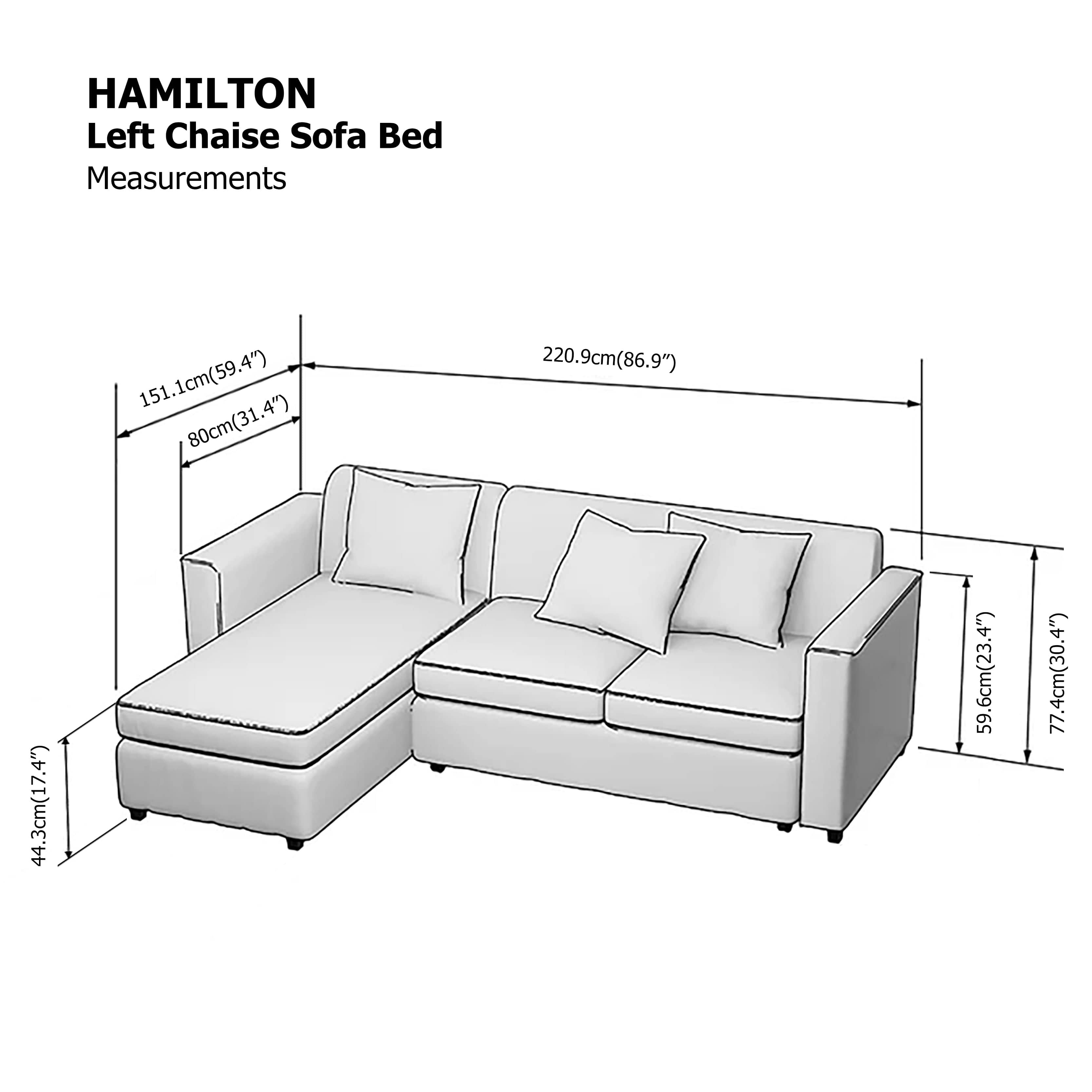 Hamilton Sofa Bed Left Chaise Sofa