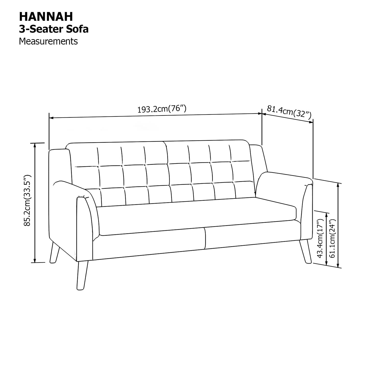Hannah 3 Seater Sofa