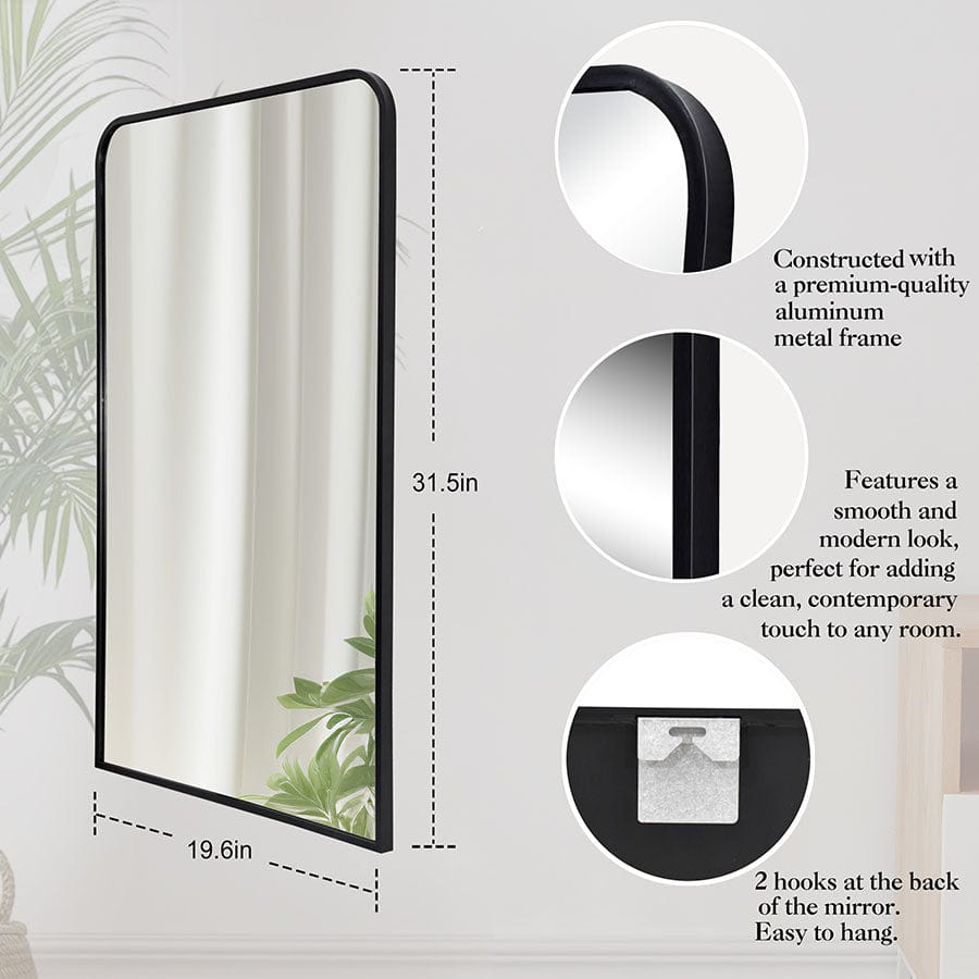 Jarves Black Rectangle Mirror 50x80 cm