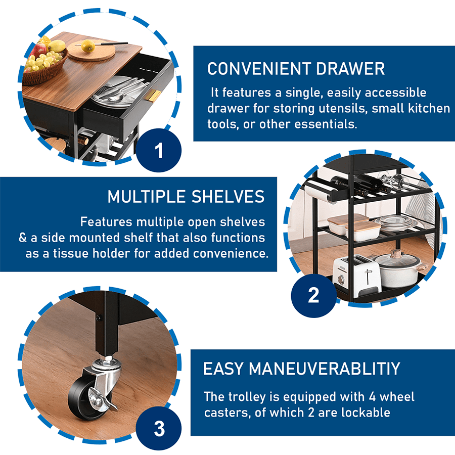 Jerrico Kitchen Island on Wheels