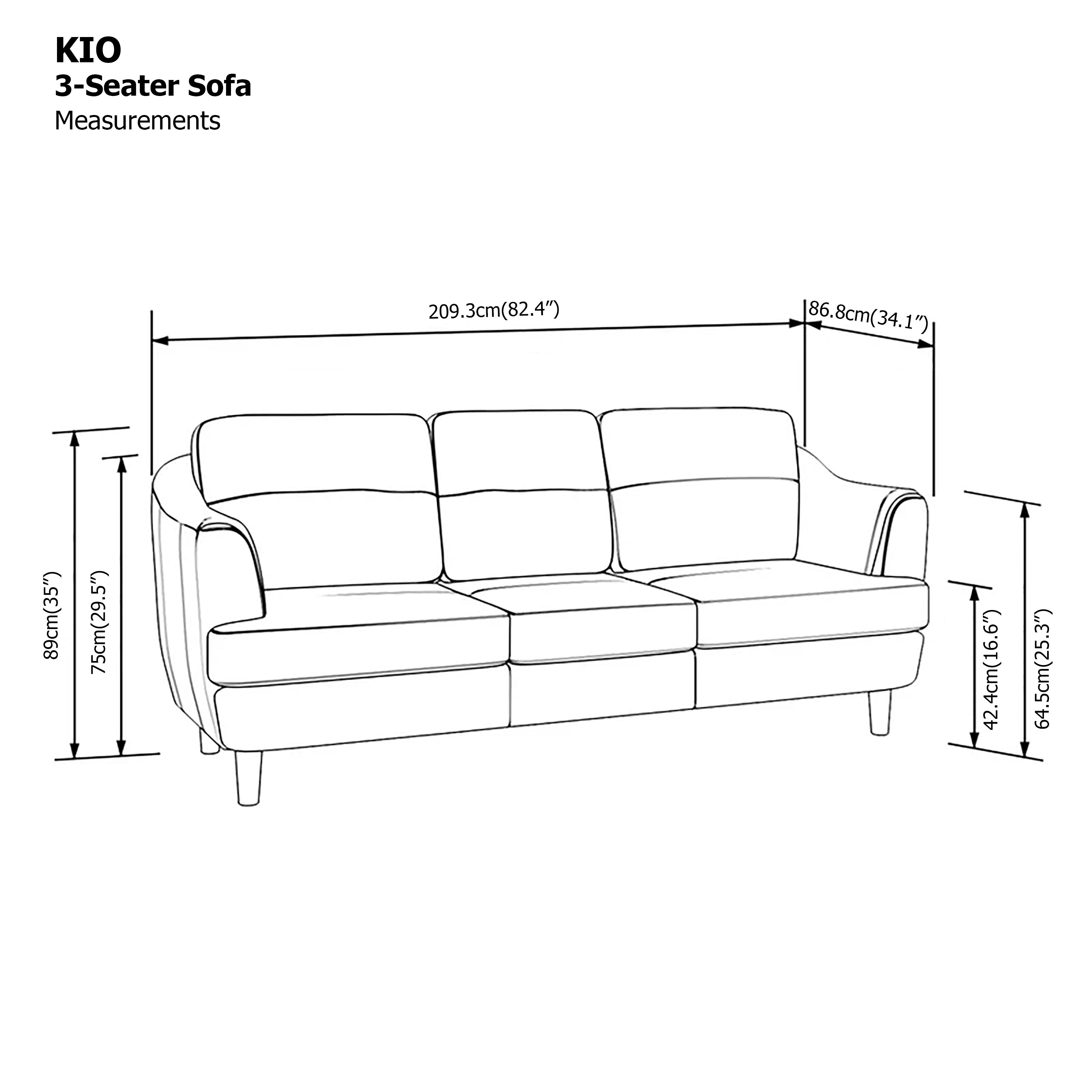 Kio 3 Seat with Ottoman Sofa