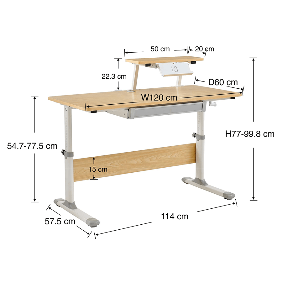 Lavita Adjustable Desk with Shelf
