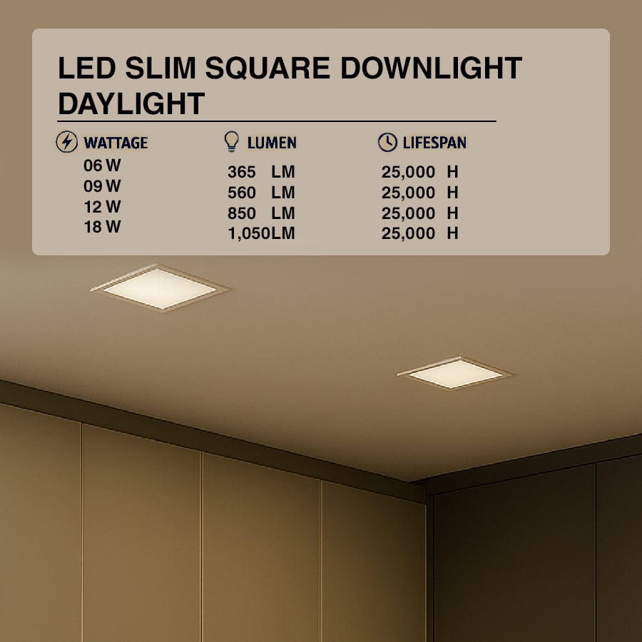 LED Slim Square Downlight Warmwhite