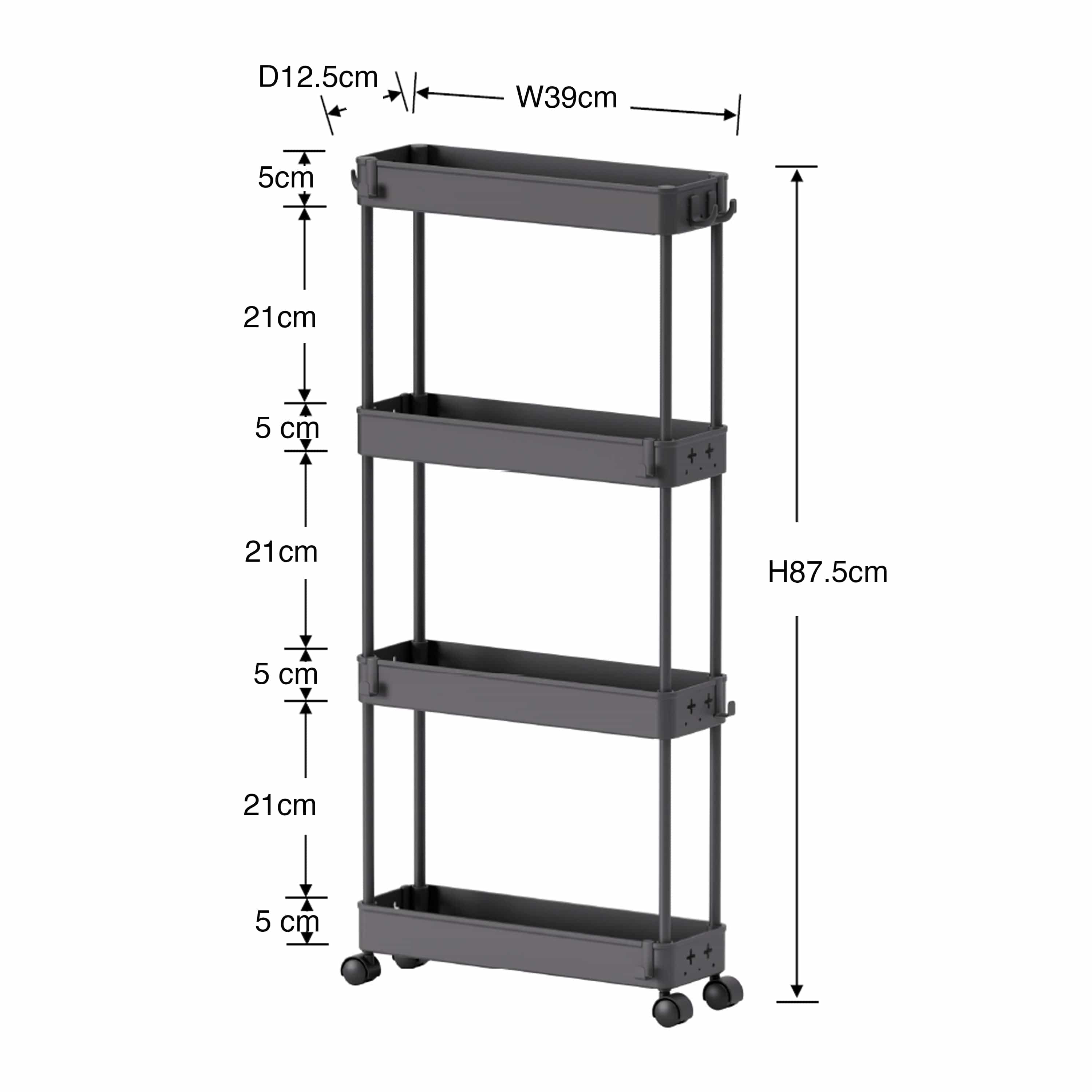 Levo 4 Tier Slim Plastic Trolley