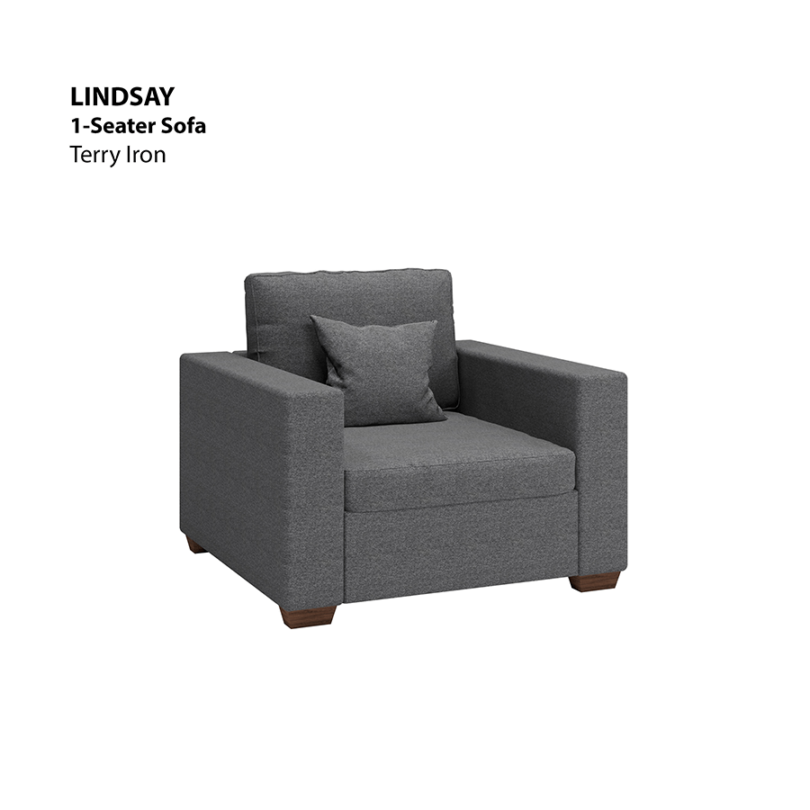 MORE LINDSAY OPTIONS Lindsay 1 Seater Sofa Lindsay 1 Seater Sofa Lux Terry Iron Mandaue Foam