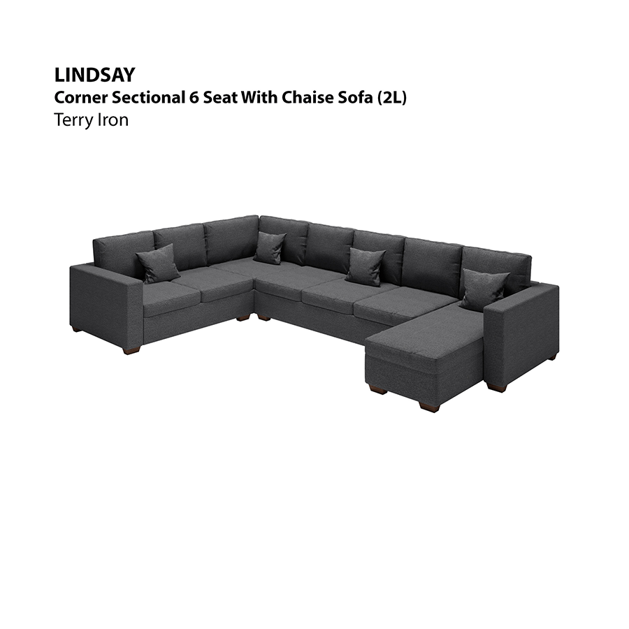 MORE LINDSAY OPTIONS Lindsay Corner Sectional 6 Seat with Chaise (2L) Sofa Lindsay Corner Sectional 6 Seat with Chaise (2L) Sofa Lux Terry Iron Mandaue Foam