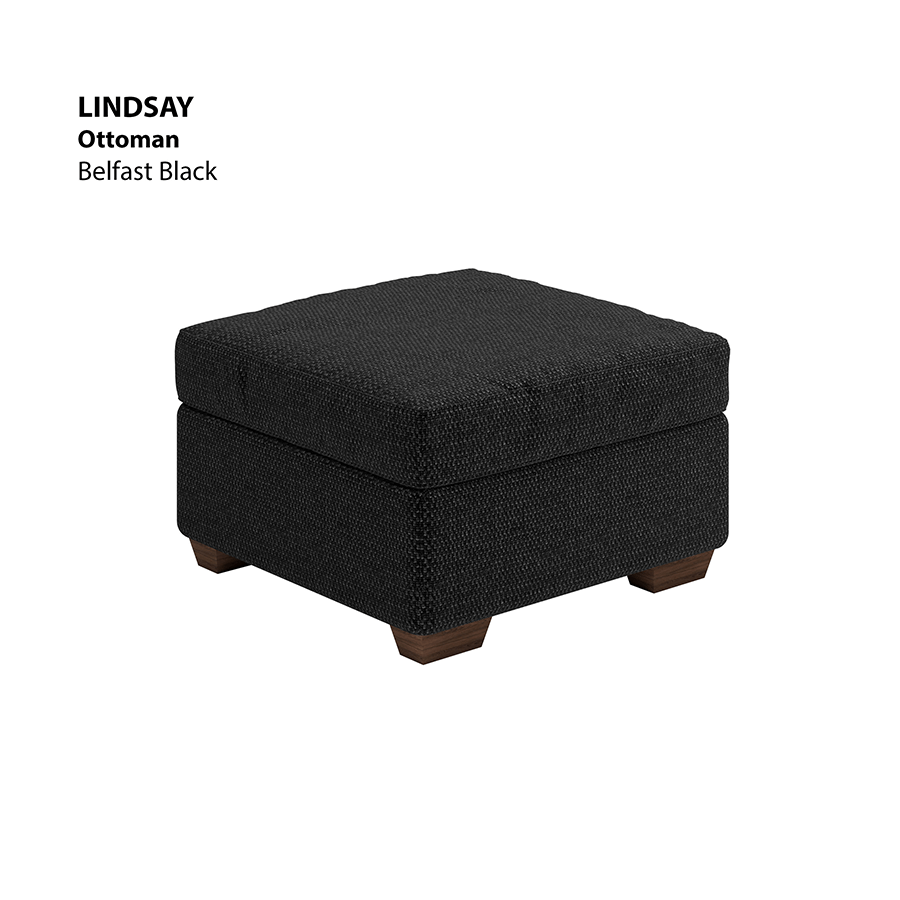 MORE LINDSAY OPTIONS Lindsay Ottoman Lindsay Ottoman Fabric Belfast Black Mandaue Foam