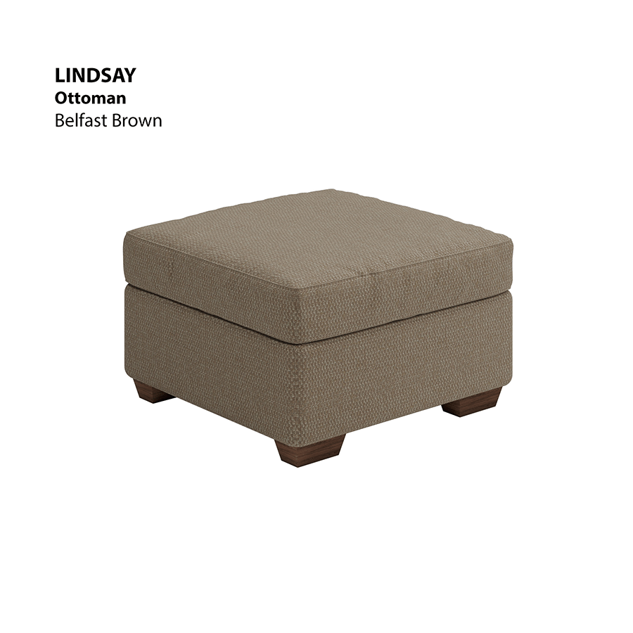 MORE LINDSAY OPTIONS Lindsay Ottoman Lindsay Ottoman Fabric Belfast Brown Mandaue Foam