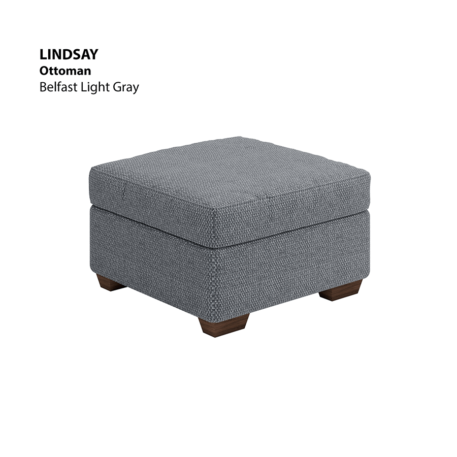 MORE LINDSAY OPTIONS Lindsay Ottoman Lindsay Ottoman Fabric Belfast Light Gray Mandaue Foam