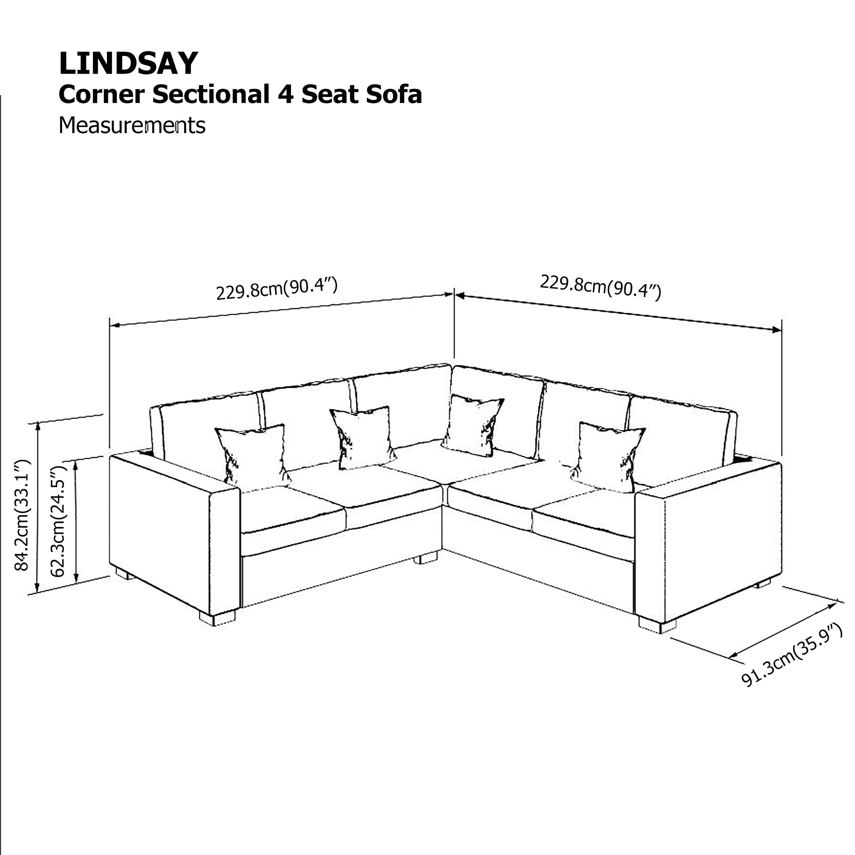 Lindsay Sectional 4 Seat Corner Sofa
