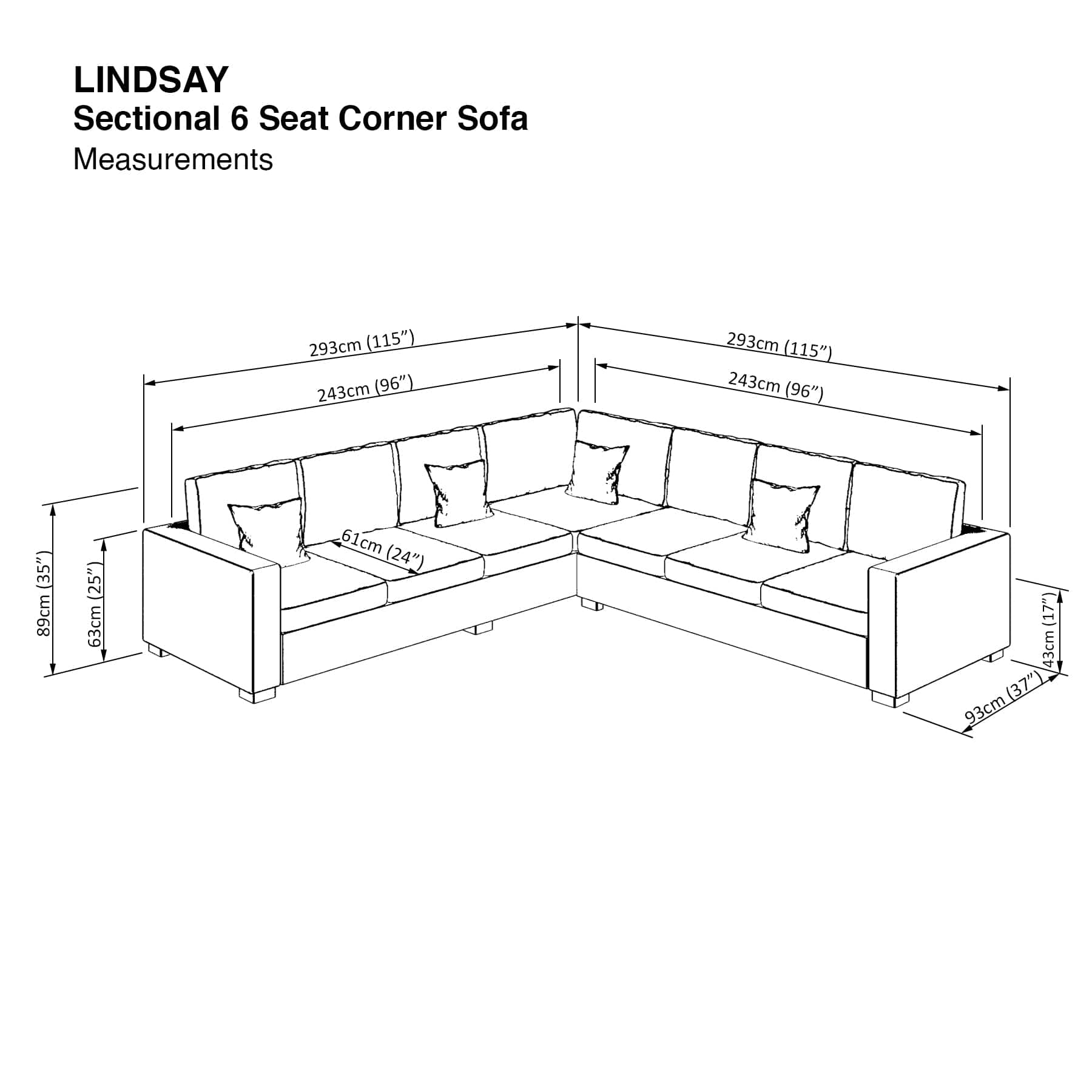 Lindsay Sectional 6 Seat Corner Sofa