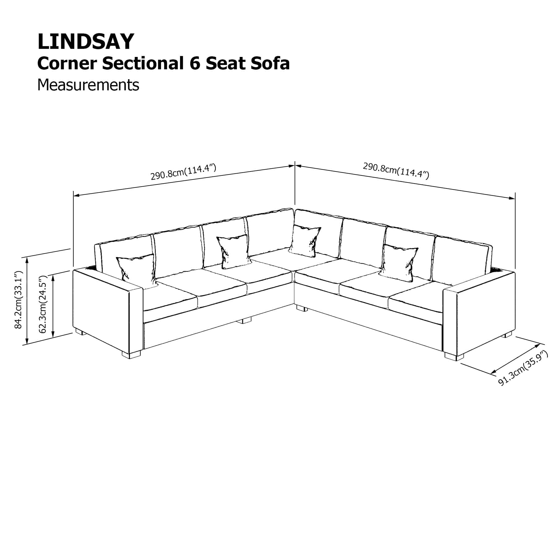 Lindsay Sectional 6 Seat Corner Sofa