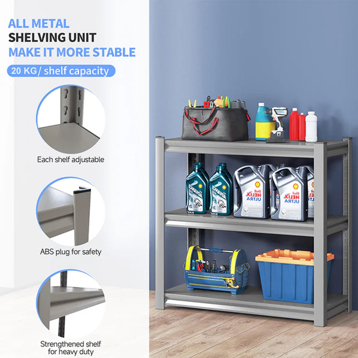 Mandaue Steel Rack Magnus 3 Tier Adjustable Metal Rack