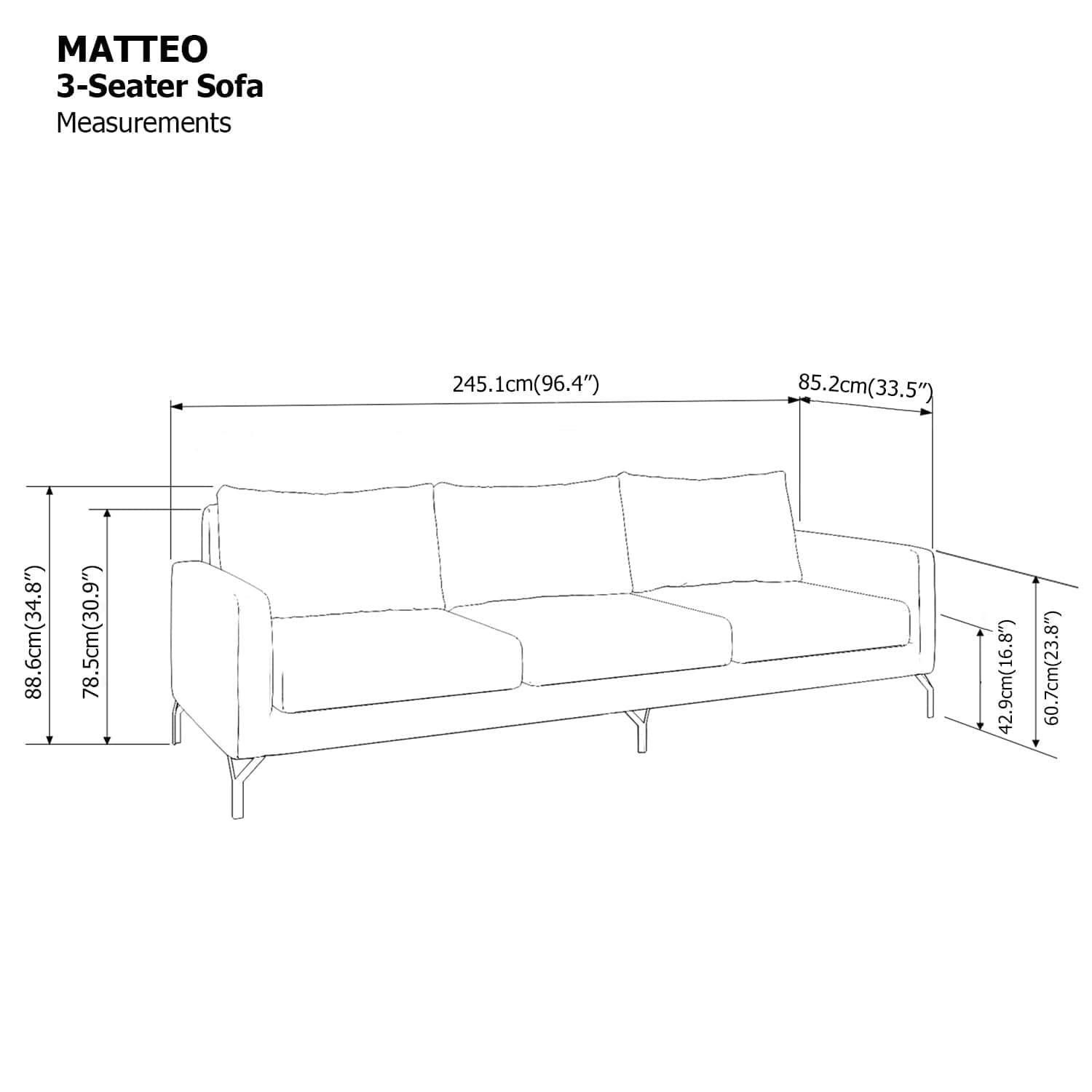 Matteo 3 Seater Sofa