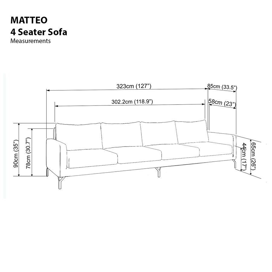 MORE MATTEO OPTIONS Matteo 4 Seater Sofa Matteo 4 Seater Sofa Mandaue Foam