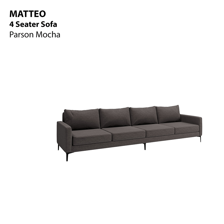 MORE MATTEO OPTIONS Matteo 4 Seater Sofa Matteo 4 Seater Sofa Fabric Parson Mocha Mandaue Foam