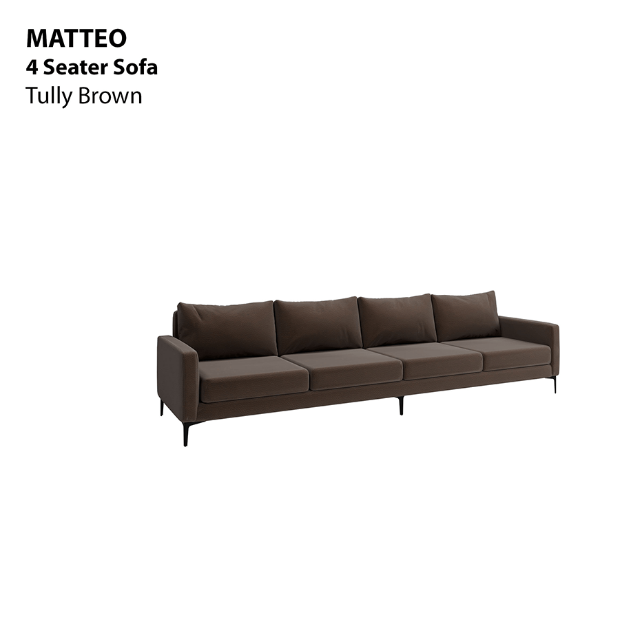 MORE MATTEO OPTIONS Matteo 4 Seater Sofa Matteo 4 Seater Sofa Leatherette Tully Brown Mandaue Foam