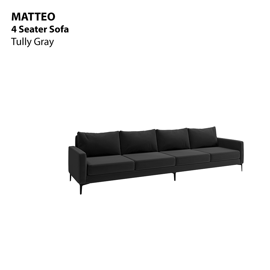 MORE MATTEO OPTIONS Matteo 4 Seater Sofa Matteo 4 Seater Sofa Leatherette Tully Gray Mandaue Foam