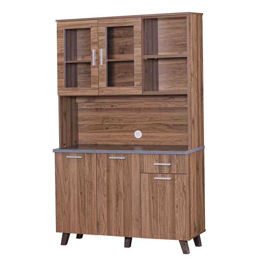MORE MERRICK OPTIONS Merrick 3 Door Kitchen Cabinet Merrick 3 Door Kitchen Cabinet Walnut + Grey Marble Mandaue Foam