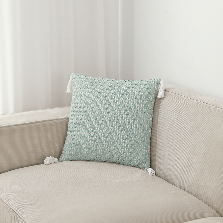 Milica Boho Ice Blue Throw Pillowcase