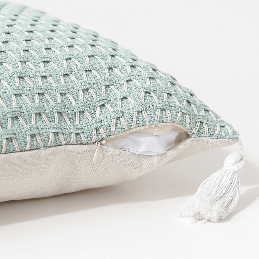 Milica Boho Ice Blue Throw Pillowcase