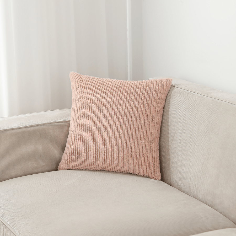 Minona Pink Faux Fur Throw Pillowcase