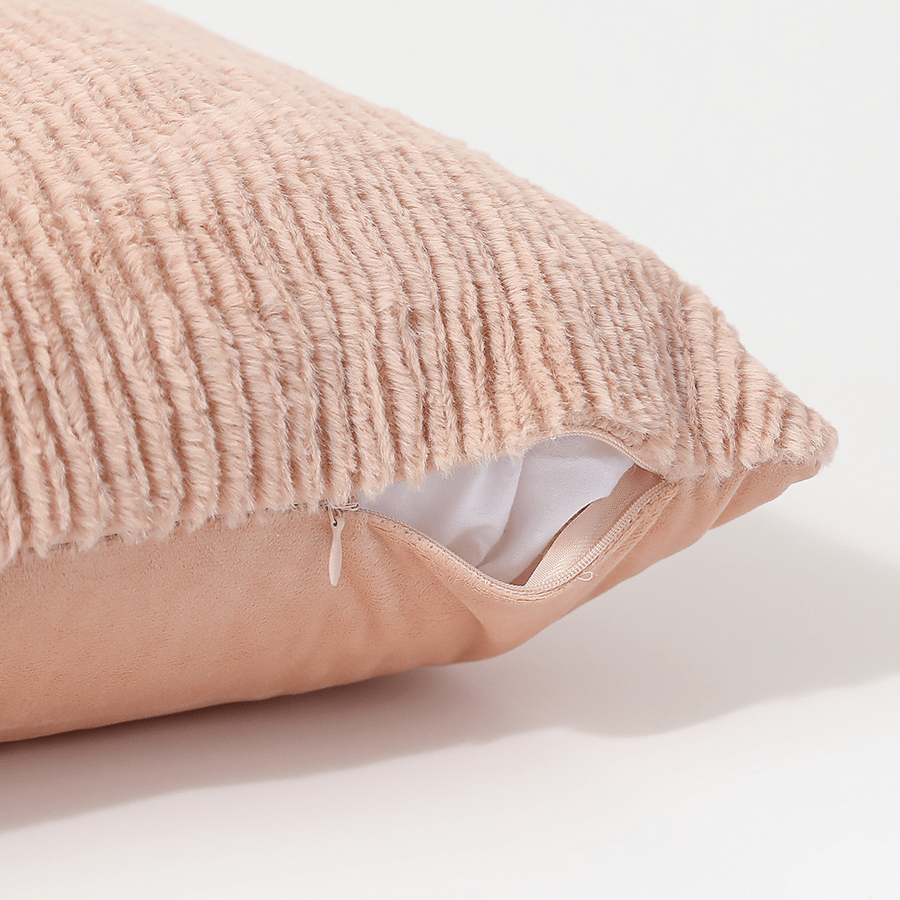 Minona Pink Faux Fur Throw Pillowcase