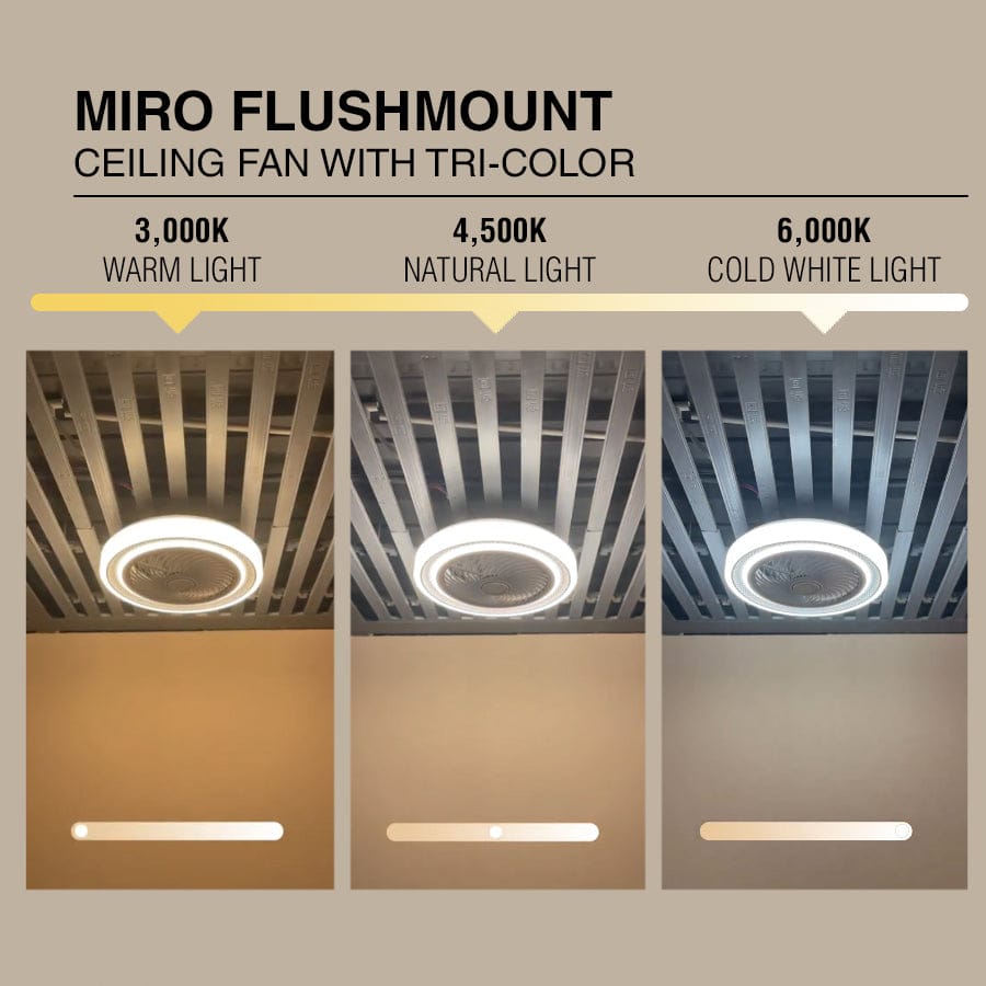 Miro Flushmount Ceiling Fan w/ Tricolor