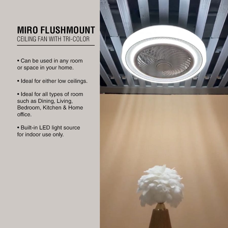 Miro Flushmount Ceiling Fan w/ Tricolor