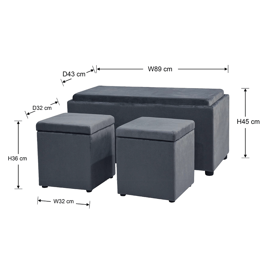 Nico Set of 3 Storage Bench with Ottoman Nico Set of 3 Storage Bench with Ottoman Mandaue Foam