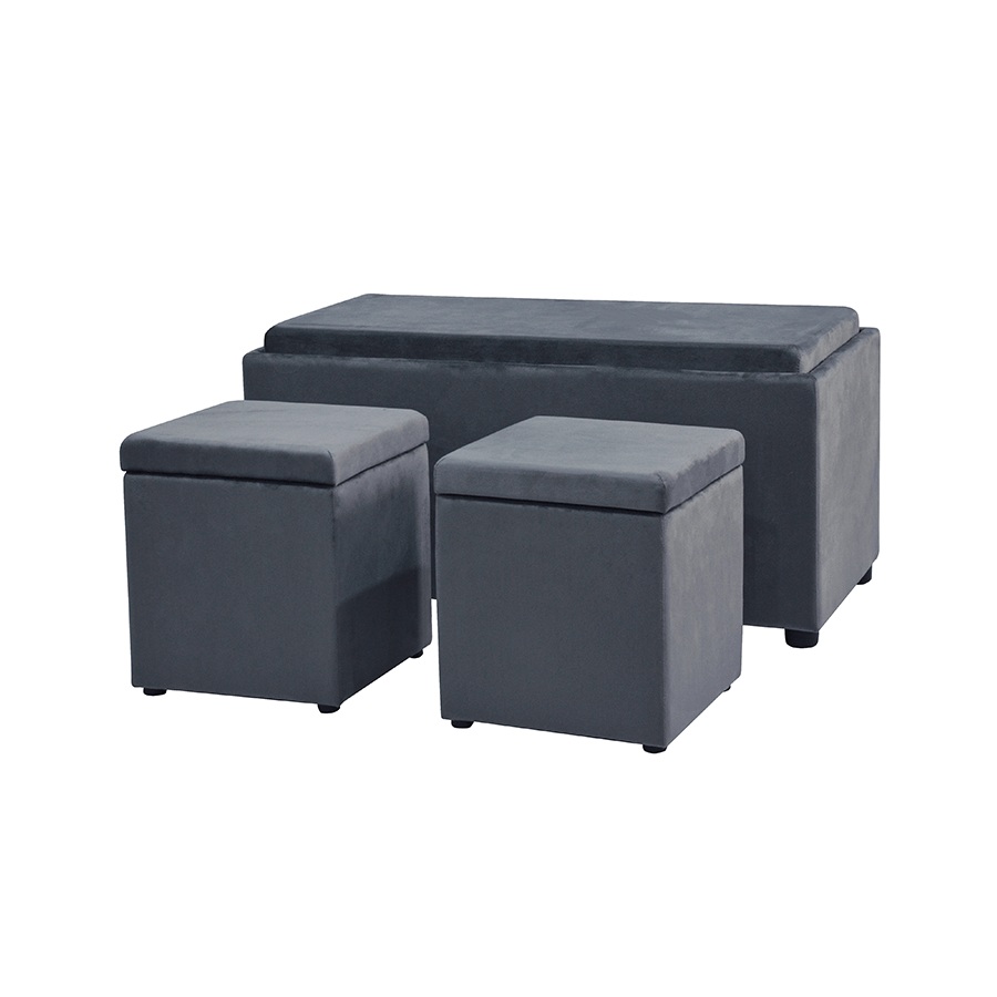Nico Set of 3 Storage Bench with Ottoman Nico Set of 3 Storage Bench with Ottoman Charcoal Mandaue Foam