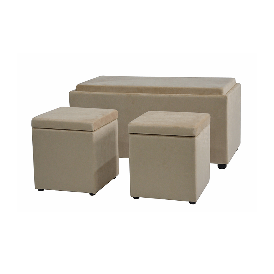 Nico Set of 3 Storage Bench with Ottoman Nico Set of 3 Storage Bench with Ottoman Tan Mandaue Foam